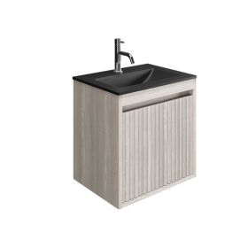 Crosswater Flute 470 Wall Hung Drawer Unit with Midnight Black Glass Basin