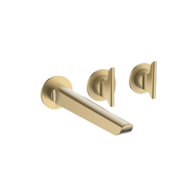 Crosswater Foile Brushed Brass Module 3 Outlet 2 Handle Trimset & Bath Spout