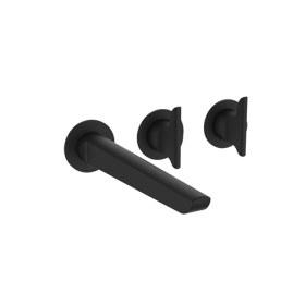 Crosswater Foile Matt Black Module 2 Outlet 2 Handle Trimset & Bath Spout