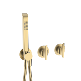 Crosswater Foile Brushed Brass Module 3 Outlet 2 Handle Trimset & Handset