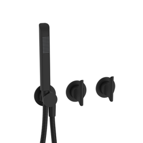 Crosswater Foile Matt Black Module 3 Outlet 2 Handle Trimset & Handset