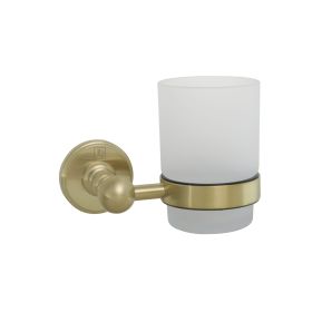 Just Taps Grosvenor Tumbler holder frosted glass Brushed Brass
