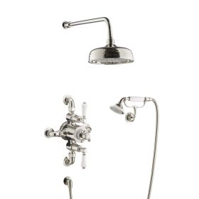 Just Taps Grosvenor Exposed Thermostatic valve with 2 outlets Nickel