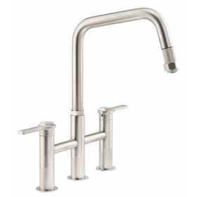 Abode Hex Bridge Kitchen mixer Tap with Pull Out spray Brushed Nickel