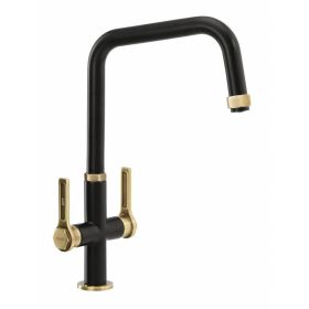 Abode Hex Monobloc Kitchen mixer Tap Matt Black & Antique Brass