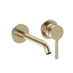 Britton Hoxton 2.0 2 Hole Wall Basin Mixer Brushed Brass