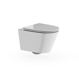 Britton Round Wall Hung Pan Rimless Inc Seat And Fixings Gloss White