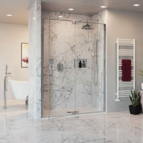 Crosswater Optix 10 Inline Pivot Shower Door with Side Panel Chrome
