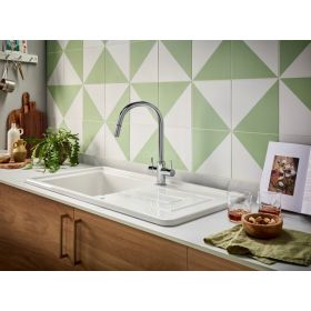 Clearwater Loreto Twin Lever Kitchen mixer Tap with Pull-out spray Chrome