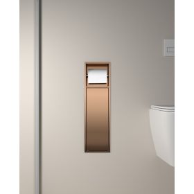 Bath Style Recessed Toilet Roll Holder &amp; Brush Holder Brushed Bronze