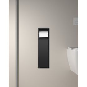 Bath Style Recessed Toilet Roll Holder &amp; Brush Holder Matt Black