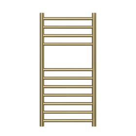 Nova 304 Stainless Steel Heated Towel Rail - 800 x 400mm - Brushed Brass