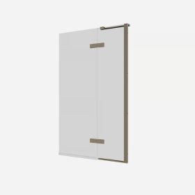 Crosswater Optix 10 Hinged Bath Screen with Inline Panel 90° Right Handed Brushed Brass