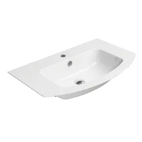 GSI Pura 820 x 490mm Curved Wall Hung 1 Tap Hole Basin White