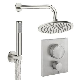 Crosswater Push Shower Set 1 Brushed Nickel 200mm