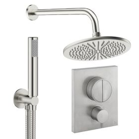 Crosswater Push Shower Set 1 Brushed Nickel 300mm