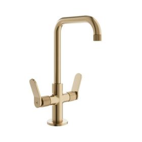 Crosswater The Calix Deck Mounted 2 Control Basin Mono Tap Brushed Brass