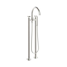Crosswater The Clover Bath Shower Mixer Floor Standing Brushed Metallic