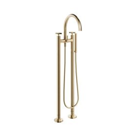 Crosswater The Clover Bath Shower Mixer Floor Standing Brushed Brass