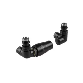 Tissino Hugo Double Angle Valves including Thermostatic Head - Matt Black