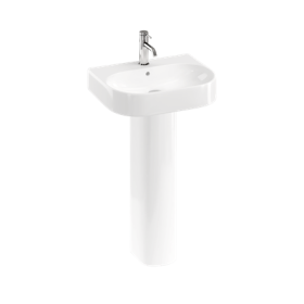 Britton Trim 500mm 1 Tap Hole basin with full pedestal Gloss White