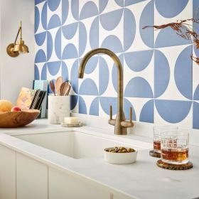 Clearwater Tutti Twin Lever Kitchen mixer Tap Patinated Brass