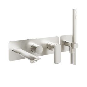 Crosswater The Varda Bath Shower Mixer Wall Mounted Trim Brushed Metallic