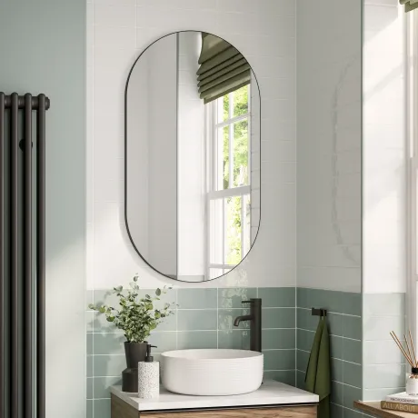 HiB Trim Pill Black H90 X W50cm Bathroom Mirror 