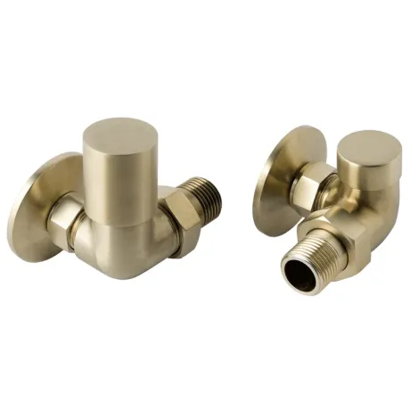 Just Taps VOS Manual Corner Radiator Valves-Brushed Brass