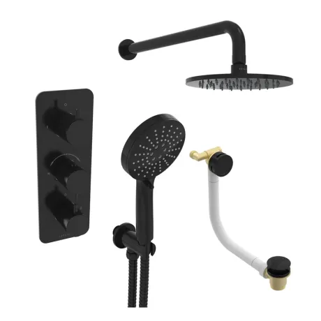 Saneux EDEN 3 way shower kit - w/ 3 Function Handset & Bath filler & Shower Head - Satin Black