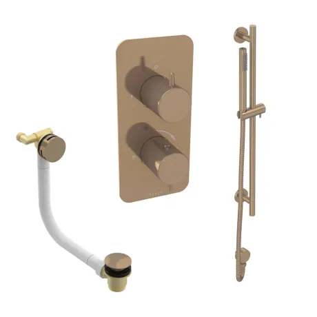 Saneux EDEN 2 way shower kit - w/ Slim Handset & Slider Rail & Bath filler - Brushed Bronze