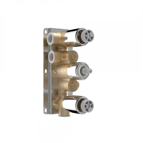 Saneux Thermostatic valve body with 3 outlets & 3 holes - Brass