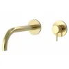 Just Taps Vos Wall Mounted Designer Handle Basin Mixer Tap 150mm Spout-Brushed Brass