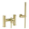 Just Taps Vos Deck Mounted Bath Shower Mixer Tap with Shower Kit-Brushed Brass