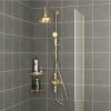 Eastbrook Traditional Twin Thermostatic exposed shower Valve with Rigid riser with 8'' Rose Head - Brushed Brass