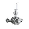 Eastbrook Exposed Traditional Twin Thermostatic Shower Valve with Ball Handles - White & Chrome