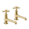 Just Taps Grosvenor Cross Long Nose Basin Taps Brushed Brass