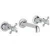 Just Taps Grosvenor 3-Hole Wall Mounted Basin Mixer Tap Cross Handle-Chrome