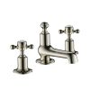 Just Taps Grosvenor Cross 3 Hole Basin Mixer-Nickel