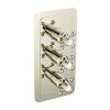 Just Taps Grosvenor Cross Vertical Thermostatic 2-Outlets Concealed Shower Valve-Triple Handle-Nickel-325mm