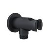 Eastbrook Round Outlet Elbow with Shower Holder - Smooth Black