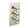 Just Taps Grosvenor Pinch Vertical Thermostatic 2-Outlets Concealed Shower Valve-Triple Handle-Nickel-325mm