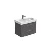 Saneux AUSTEN 72cm 2 drawer wall mounted unit - Matt Iron Grey