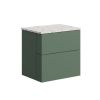 Crosswater Avenue 600 Two drawer  Wall Hung Vanity Sage Green with Gold Vein Worktop