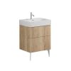 Crosswater Avenue 600mm Two Drawer Vanity with 1TH Ceramic Basin-Windsor Oak