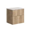 Crosswater Avenue 600 Two drawer Wall Hung Vanity Windsor Oak with Gold Vein Worktop