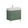 Crosswater Avenue 800mm Two Drawer Vanity with 1TH Ceramic Basin-Sage Green