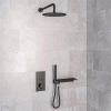 Eastbrook Shower Bundle with Concealed Push Button Valve, Shower Shelf, Round Shower Head And Arm - Smooth Black