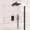 Eastbrook Square Thermostatic Shower Bundle with Shower Head, Valve & Handset - Matt Black