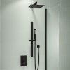 Eastbrook Square Thermostatic Shower Bundle with Shower Head, Valve, Round Riser Kit & Handset - Black with Chrome